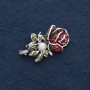 Brooch "Rose" 4x2.5 cm rhinestones, enamel, gray metal