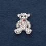 Brooch "Little Bear" 3x2 cm gray metal, dichroic crystals