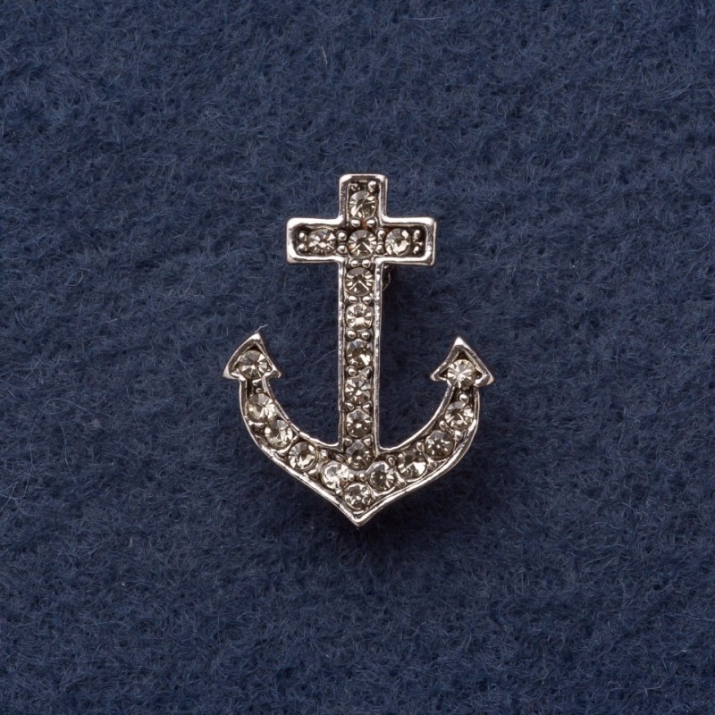 Pendant Pin Anchor 2, 8x2 cm gray metal with crystals