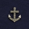 Lapel Pin on a Swivel 'Anchor' 2cm gray metal with rhinestones