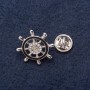 Brooch on a Screw Back "Steering Wheel" 2.5 cm gray metal