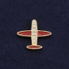 Lapel Pin on a Curl Closure "Plane" 2cm White-Red Enamel Yellow Metal