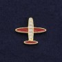 Lapel Pin on a Curl Closure "Plane" 2cm White-Red Enamel Yellow Metal