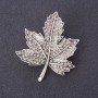Brooch "Maple Leaf" Flora 4.5x4 cm White crystals Metal color "Silver"
