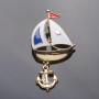 Brooch Sailboat Colorful Enamel 6x3 cm