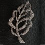 (35/60 mm) Brooch with droplets silver-plated metal Leaf with rhinestones