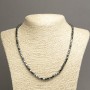 Hematite natural stone necklace smooth cube, diameter 4×4 mm +/-, length 45 cm +/-(without knot)