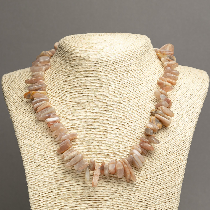 Necklace made of natural selenite chip "needle", diameter 15x5mm+-, length 45cm+-