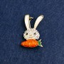 Brooch Bunny Gold-tone Metal, Rhinestones and Enamel 33x19 mm +