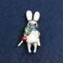 Brooch Rabbit Golden metal and enamel 50x26mm +