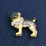 Brooch Dog Bulldog Silver-tone with enamel and rhinestones 35x42mm +