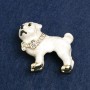 Brooch Dog Bulldog Golden Metal with Rhinestones and Enamel 35x42mm +