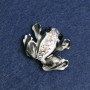 Brooch Frog with Silver-colored Metal, Rhinestones and Enamel 28x35mm +