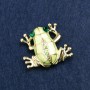 Brooch Frog in Gold-Toned Metal with Rhinestones and Enamel 35x30mm +