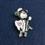 Brooch Bear Dentist Gold-Tone Metal and Enamel 50x30mm +