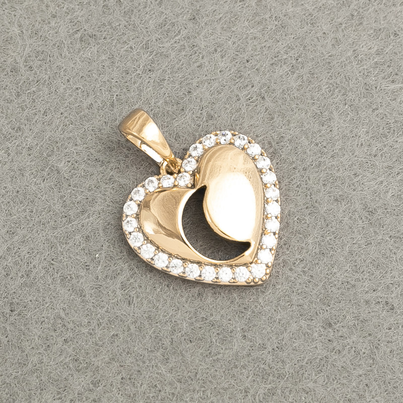 Xuping Pendant Gold Plating 18K Heart with White Crystals, 21x15 mm +