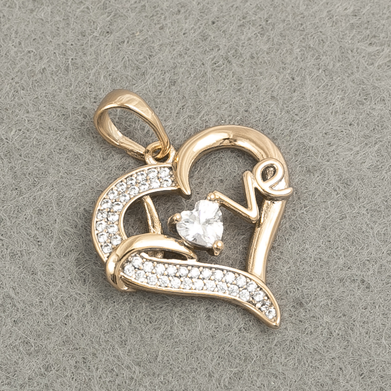 Xuping Pendant Gold Plated 18K Heart with White Rhinestones, 25×18 mm +