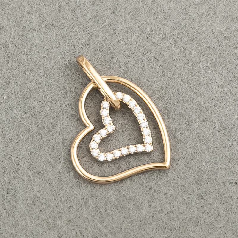 Xuping Pendant Gold Plating 18K Heart with White Crystals, 21x17 mm +