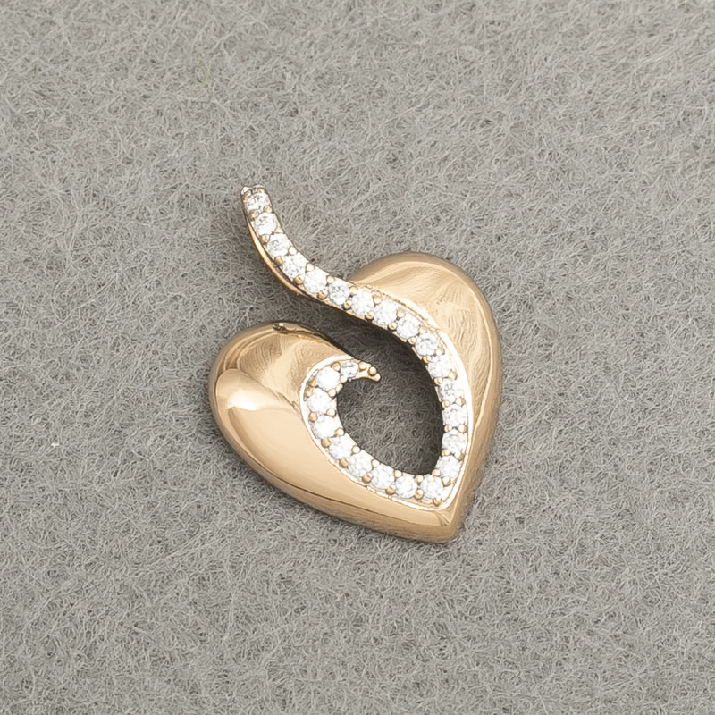 Xuping Pendant Gold-Plated 18K Heart with White Rhinestones, 20x15mm +