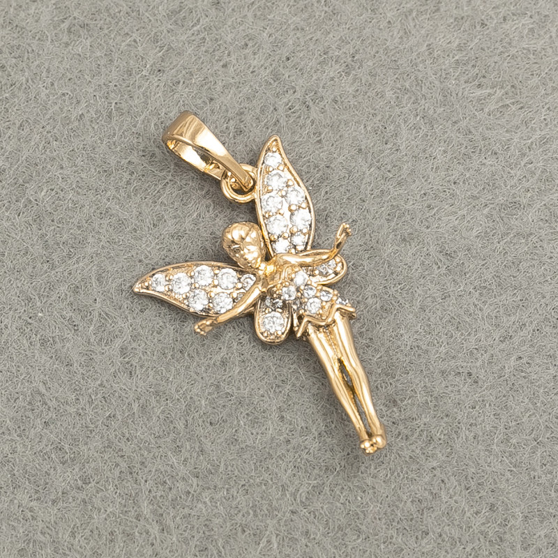 Xuping Pendant 18K Gold Plating Fairy with White Rhinestones, diameter 28x15mm