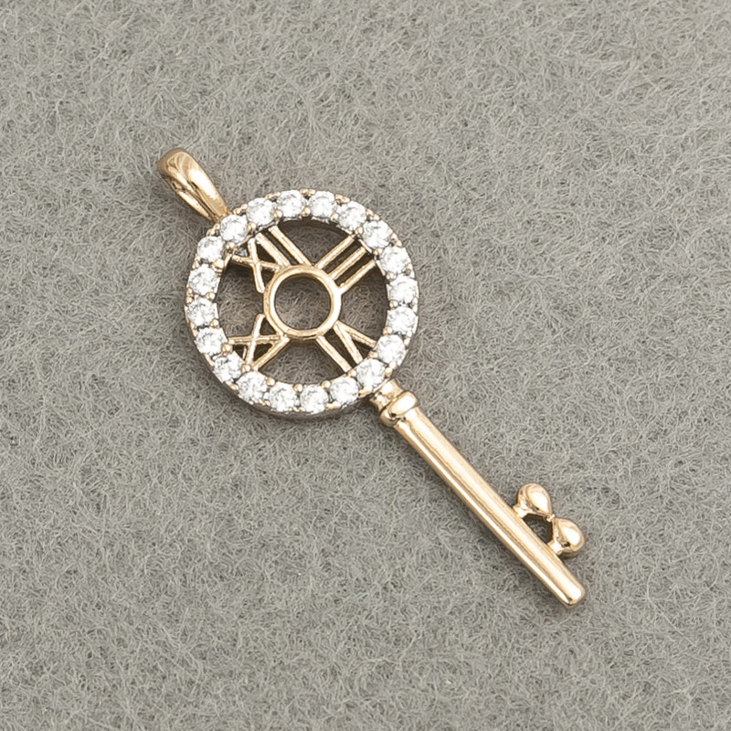 Xuping Pendant Gold Plating 18K Key with White Rhinestones, 28x11mm diameter +