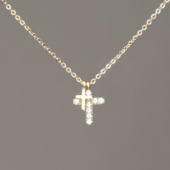 Xuping Chain with Lemon Plating, Pendant and White Rhinestones 12x9mm + -,  thickness 1mm + -, length 40-45cm +