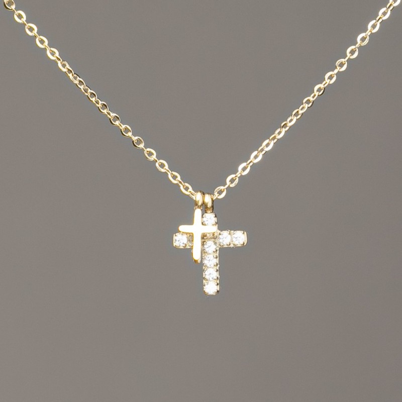 Xuping Chain with Lemon Plating, Pendant and White Rhinestones 12x9mm + -,  thickness 1mm + -, length 40-45cm +