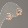 Earrings, Push-Back Studs Xuping 18K Gold Plating with White Rhinestones and Pink Crystals, 10mm Diameter +