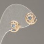 Stud Earrings with Gold 18K Plating by Xuping with White Rhinestones and Gray-Blue Crystals, 10 mm diameter +