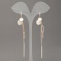 Earrings Xuping 18K Gold Plated with Gray Cat's Eye, 10mm diameter + -, length 90mm +