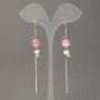 Earrings Xuping 18K Gold Plating with Pink Cat Eye and White Crystals, 13mm diameter +-, length 100mm +-