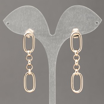 Stud Earrings with 18K Gold Plating Chain Design, 9.5 mm thickness, 48 mm length