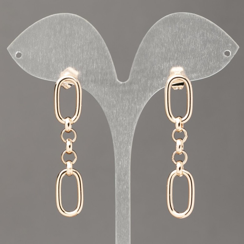 Stud Earrings with 18K Gold Plating Chain Design, 9.5 mm thickness, 48 mm length