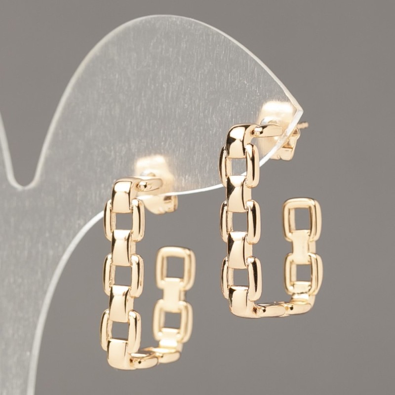Post stud earrings Xuping 18K Gold Plating Chain, 5.5 mm thick, length 25 mm