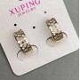 Xuping Earrings 6x15mm with White Crystals, 18K Gold Plating, Rhodium