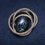 Brooch Accent 55x55mm rhinestones cabochon color white blue metal gold