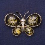 Brooch Butterfly with White Crystals "Amber" (single) 56x36mm Yellow Metal