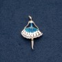 Brooch "Ballerina" blue enamel 30x50mm metal color "gold"