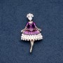 Brooch "Lady" purple enamel 30x55mm metal color "gold"