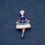 Brooch "Freyline" blue enamel 30x55mm metal color "gold"