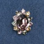 Brooch Accent with Marquis-cut Stone Purple and Yellow 30x24mm Silver Metal