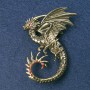 Brooch Dragon golden metal with red rhinestones 68x54mm +