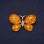 Amber Butterfly Brooch (single) 38x24mm yellow metallic silver