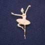 Brooch Ballet Dancer Pearlized Yellow Metal 30x49mm