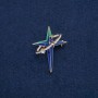 Brooch-pendant Star in an Oval Ring, golden metal with white rhinestones and blue-turquoise enamel 45x33mm +
