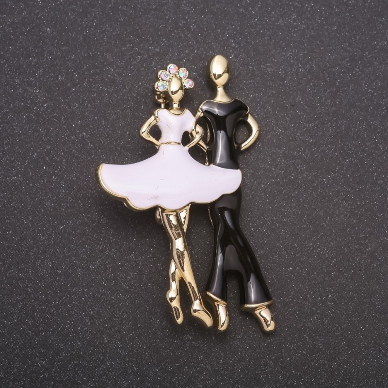 Brooch 'Dancers' yellow metal 53x34mm