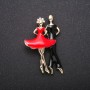 Brooch "Dances" red and black enamel, metal color "yellow" 55x33 mm