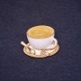 Brooch "Coffee Cup" 25x30mm enamel color white yellow gold-tone metal