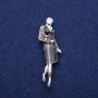 Brooch Pendant Lady with Enamel 18x60mm, Silver-Colored Metal