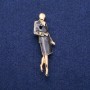 Brooch Pendant 'Lady' with Enamel, 18x60mm, gold-tone metal